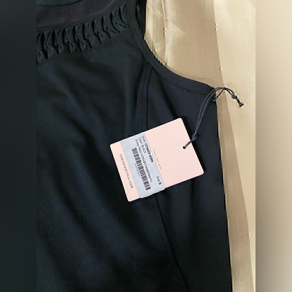 Chrissie By Tail  Black Scoop Neck Athletic Top With Pits Mesh  Size S New - Picture 5 of 6